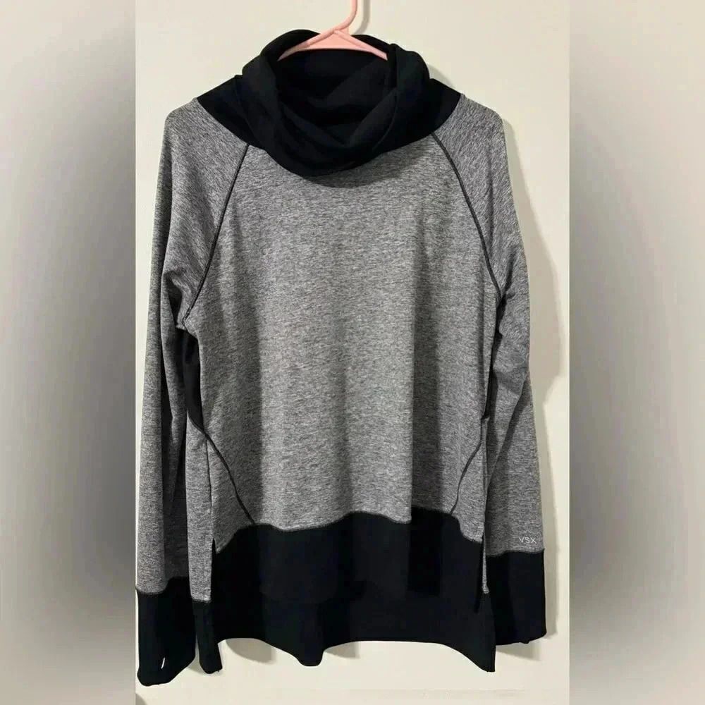 Victorias Secret Sport VSX Grey Top Sweatshirt Size Medium Shirt Cowl Tunic